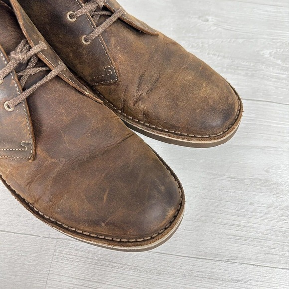 Clarks Bushacre Chukka Desert Boots Men Size 10.5 M Leather Brown Lace Up Shoes‎ - Picture 7 of 13